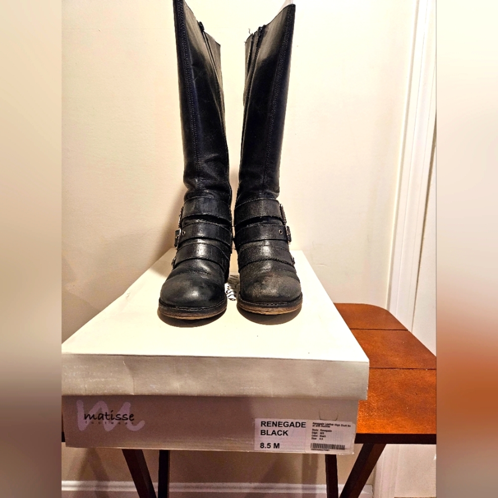 Matisse Black Leather Knee-High Boots